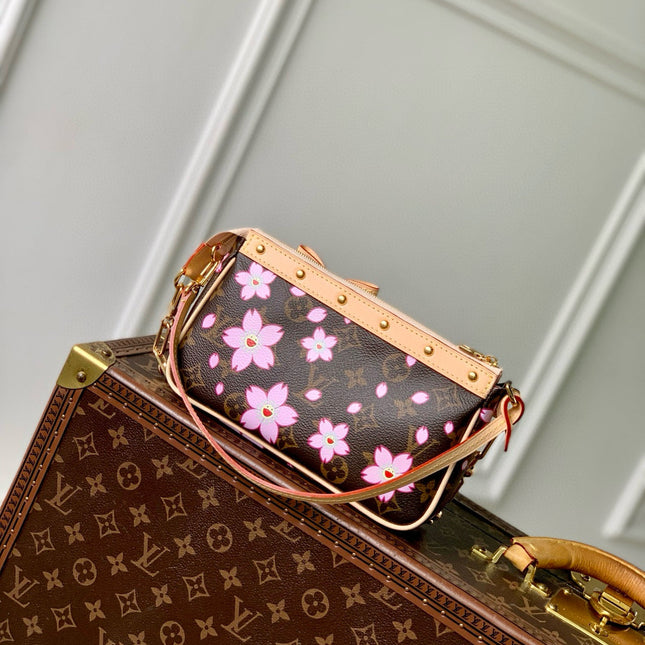 POCHETTE ACCESSOIRES 22 IN BROWN MONOGRAM CANVAS CHERRY BLOSSOM