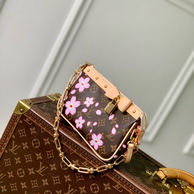 POCHETTE ACCESSOIRES BAG 22 IN SAKURA BROWN MONOGRAM COATED CANVAS