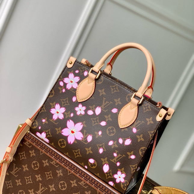 ONTHEGO PM CHERRY BLOSSOM IN SAKURA BROWN MONOGRAM COATED CANVAS