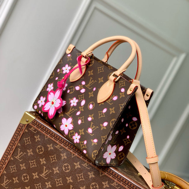 ONTHEGO PM CHERRY BLOSSOM IN SAKURA BROWN MONOGRAM COATED CANVAS