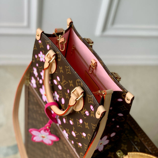 ONTHEGO PM CHERRY BLOSSOM IN SAKURA BROWN MONOGRAM COATED CANVAS