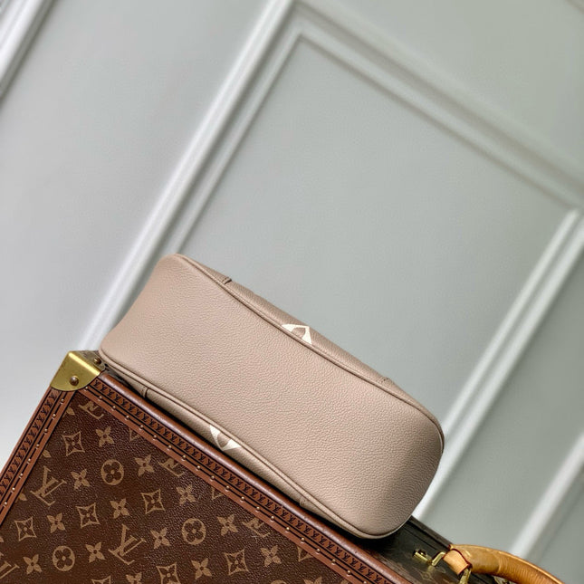 BOULOGNE 29 IN DOVE GRAY AND CREAM MONOGRAM EMPREINTE LEATHER GOLD HARDWARE