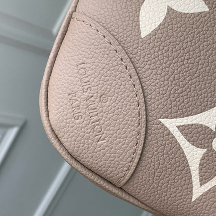 BOULOGNE 29 IN DOVE GRAY AND CREAM MONOGRAM EMPREINTE LEATHER GOLD HARDWARE