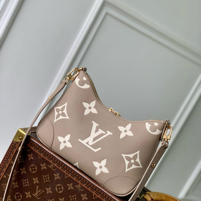 BOULOGNE 29 IN DOVE GRAY AND CREAM MONOGRAM EMPREINTE LEATHER GOLD HARDWARE