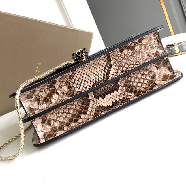 HANDBAG 25 IN GREY SHINY PYTHON LEATHER