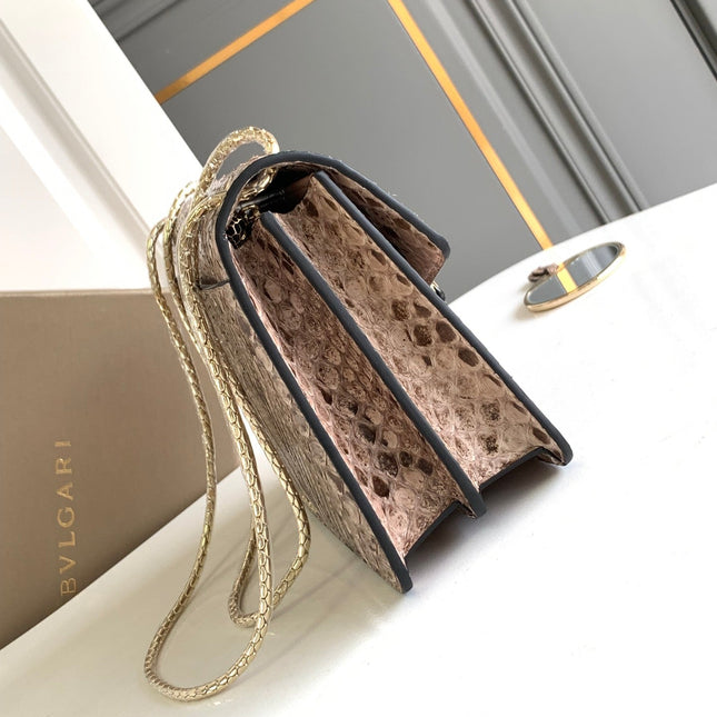 HANDBAG 25 IN GREY SHINY PYTHON LEATHER