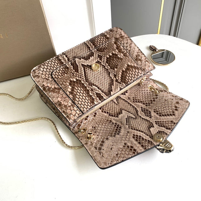 HANDBAG 25 IN GREY SHINY PYTHON LEATHER
