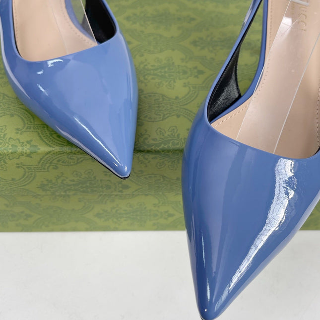 GG SIGNORIA 45 SLINGBACK PUMP CERULEAN LAMBSKIN