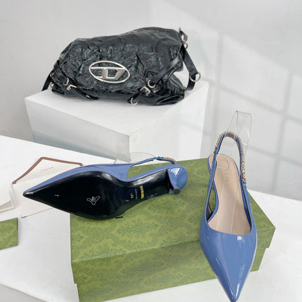 GG SIGNORIA 45 SLINGBACK PUMP CERULEAN LAMBSKIN