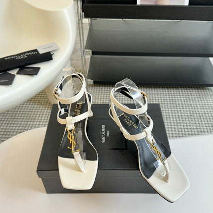 SL CASSANDRA MID-HEEL SANDAL WHITE CALFSKIN