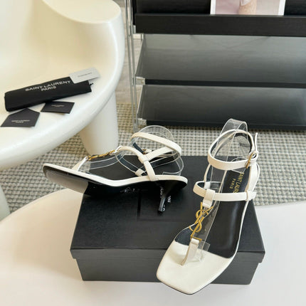 SL CASSANDRA MID-HEEL SANDAL WHITE CALFSKIN