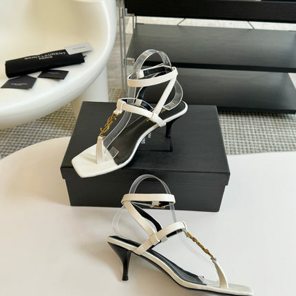 SL CASSANDRA MID-HEEL SANDAL WHITE CALFSKIN
