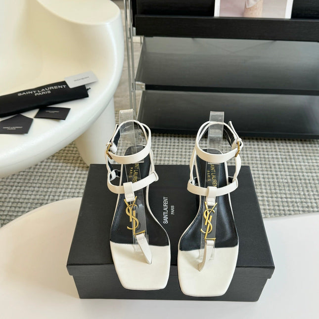 SL CASSANDRA MID-HEEL SANDAL WHITE CALFSKIN