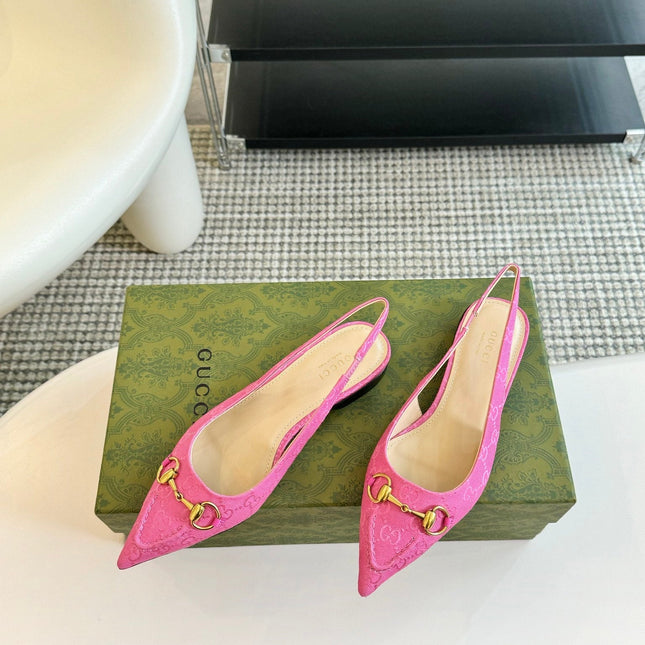 GG HORSEBIT SLINGBACK BALLET FLAT PINK CANVAS