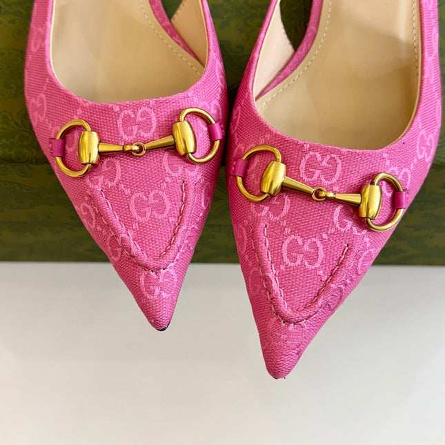 GG HORSEBIT SLINGBACK BALLET FLAT PINK CANVAS