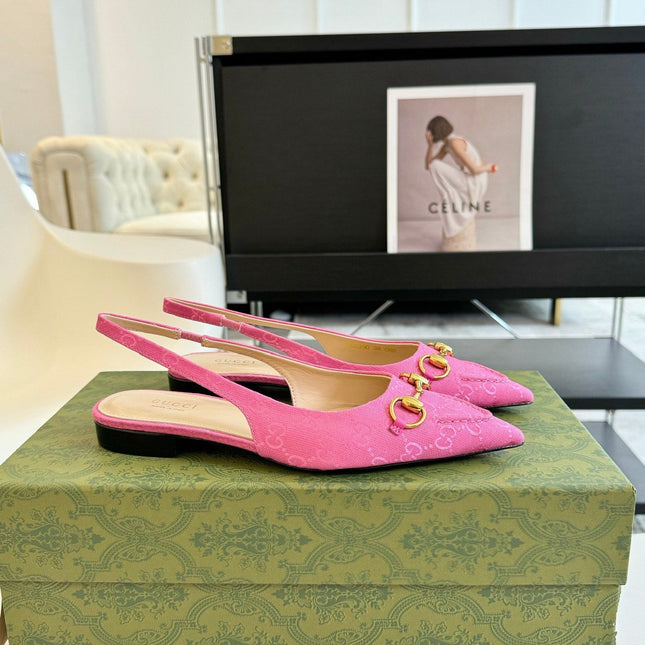 GG HORSEBIT SLINGBACK BALLET FLAT PINK CANVAS