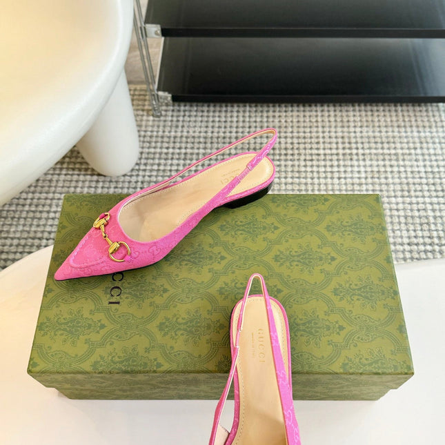 GG HORSEBIT SLINGBACK BALLET FLAT PINK CANVAS