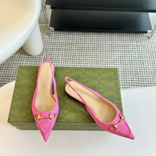 GG HORSEBIT SLINGBACK BALLET FLAT PINK CANVAS