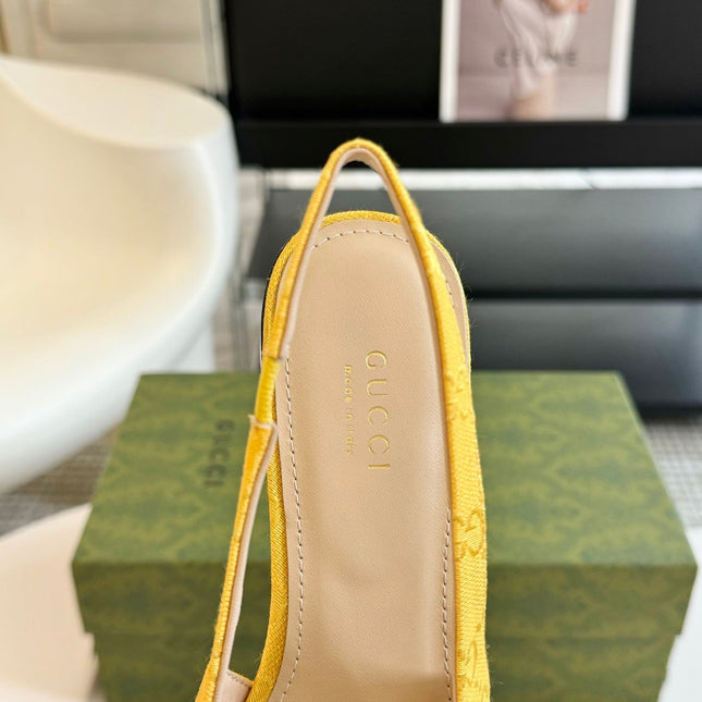 GG HORSEBIT SLINGBACK BALLET FLAT LEMON CANVAS