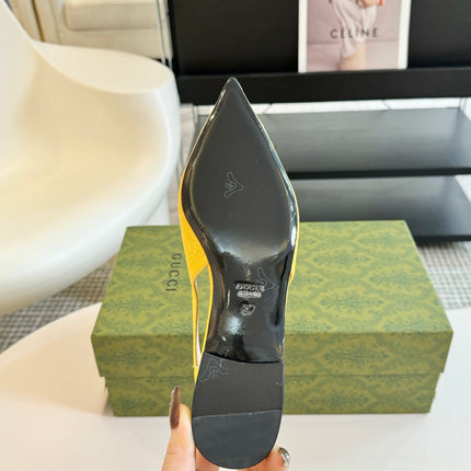 GG HORSEBIT SLINGBACK BALLET FLAT LEMON CANVAS