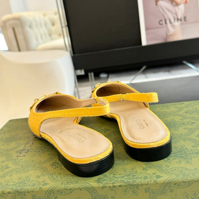 GG HORSEBIT SLINGBACK BALLET FLAT LEMON CANVAS