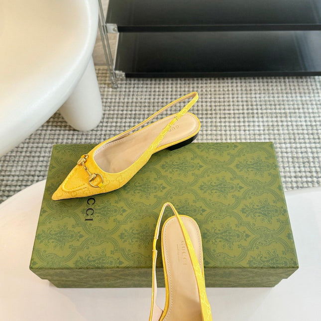 GG HORSEBIT SLINGBACK BALLET FLAT LEMON CANVAS
