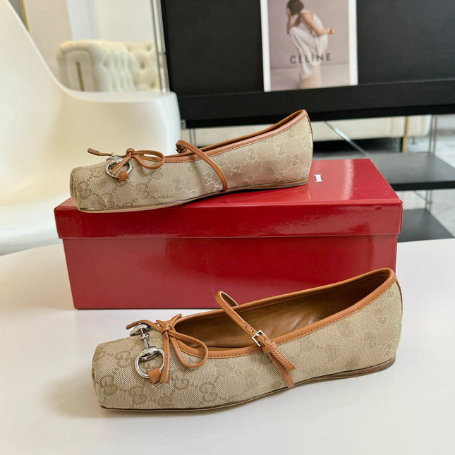 GG BALLET FLAT TORTILLA FABRIC