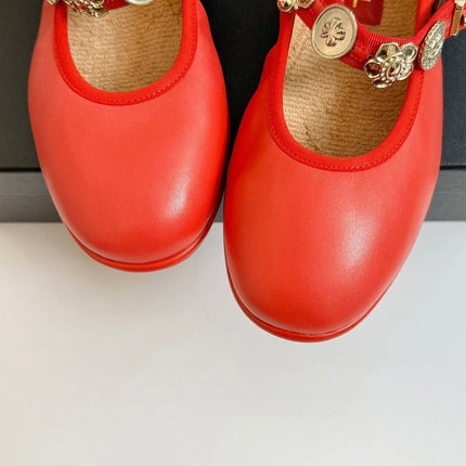 MARY JANE SHOES ROSE RED SHEEPSKIN