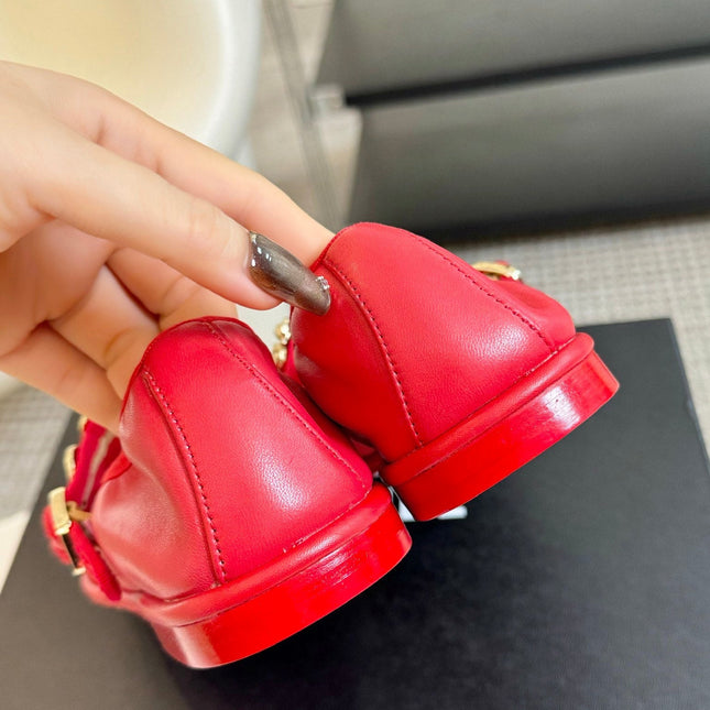 MARY JANE SHOES ROSE RED SHEEPSKIN