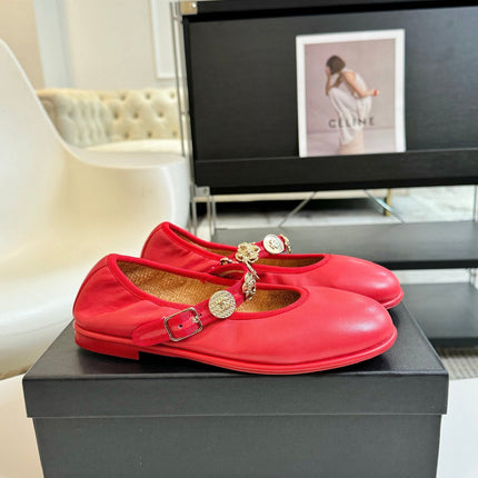 MARY JANE SHOES ROSE RED SHEEPSKIN