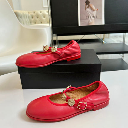 MARY JANE SHOES ROSE RED SHEEPSKIN