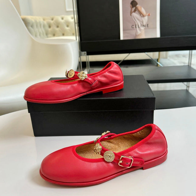 MARY JANE SHOES ROSE RED SHEEPSKIN