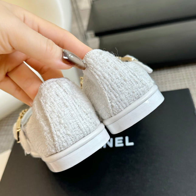 MARY JANE SHOES WHITE WOOL TWEED
