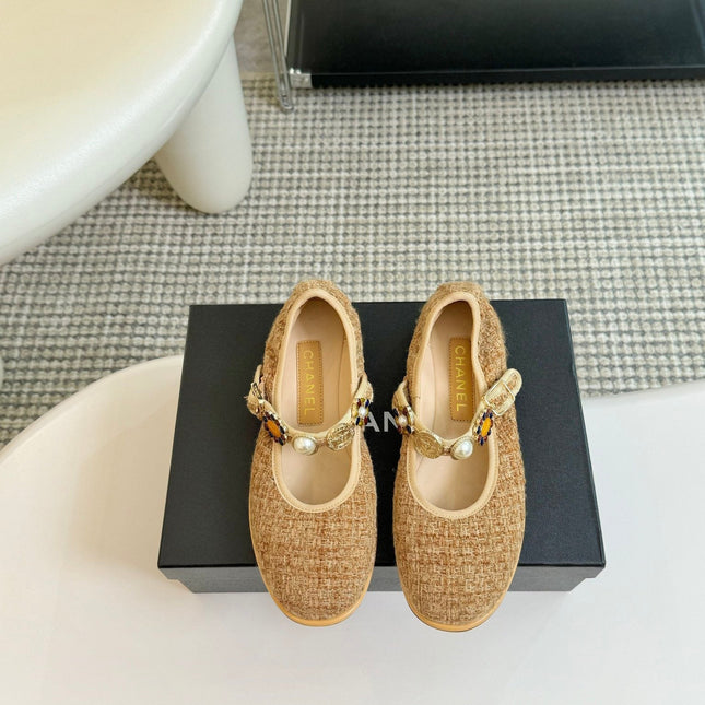 MARY JANE SHOES GRANOLA YELLOW WOOL TWEED