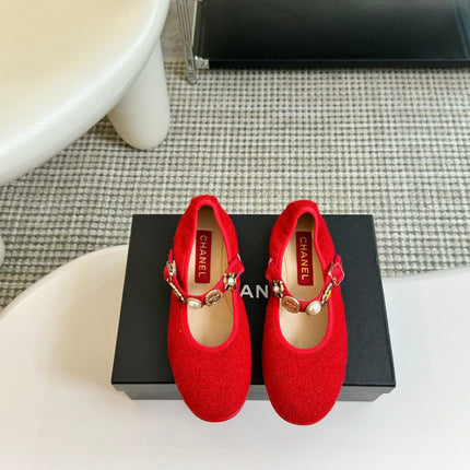 MARY JANE SHOES CHERRY RED WOOL TWEED