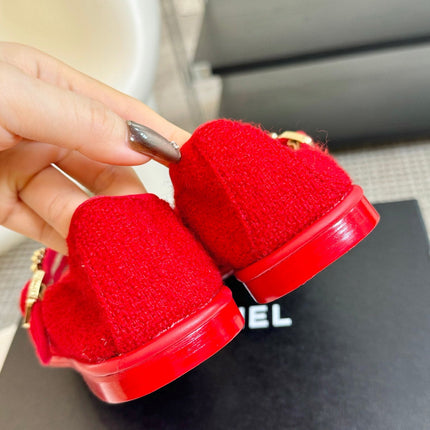 MARY JANE SHOES CHERRY RED WOOL TWEED