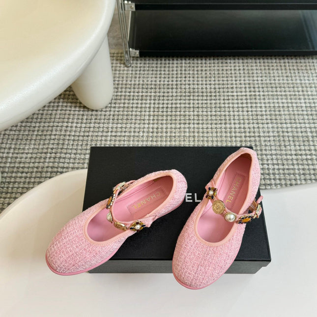 MARY JANE SHOES LIGHT PINK WOOL TWEED