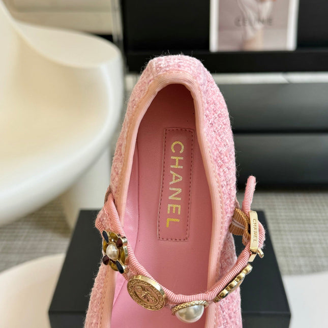 MARY JANE SHOES LIGHT PINK WOOL TWEED