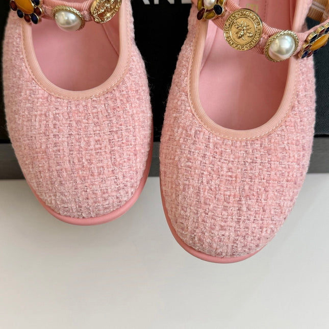 MARY JANE SHOES LIGHT PINK WOOL TWEED