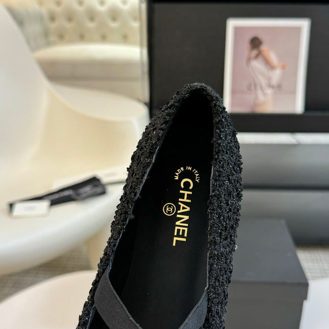 CC MARY JANE IN BLACK WOOL TWEED AND SATIN