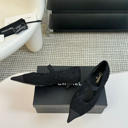 CC MARY JANE IN BLACK WOOL TWEED AND SATIN