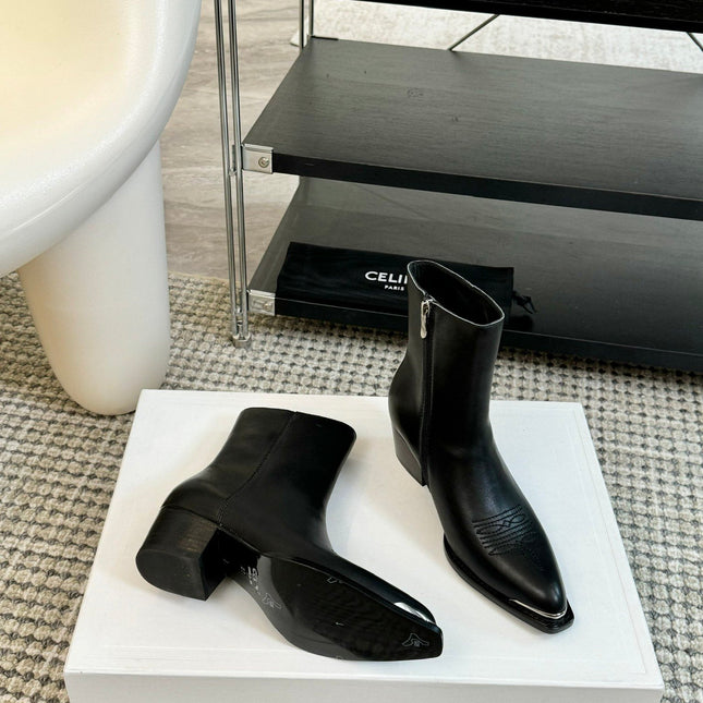 ANKLE BOOTS 45 MM IN BLACK CALFSKIN