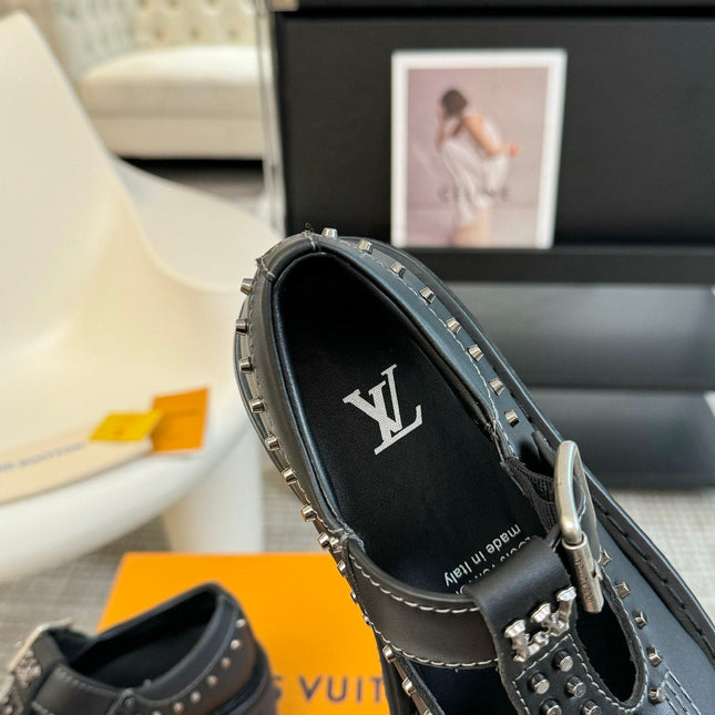 LV CHECKER MARY JANE IN BLACK CALFSKIN