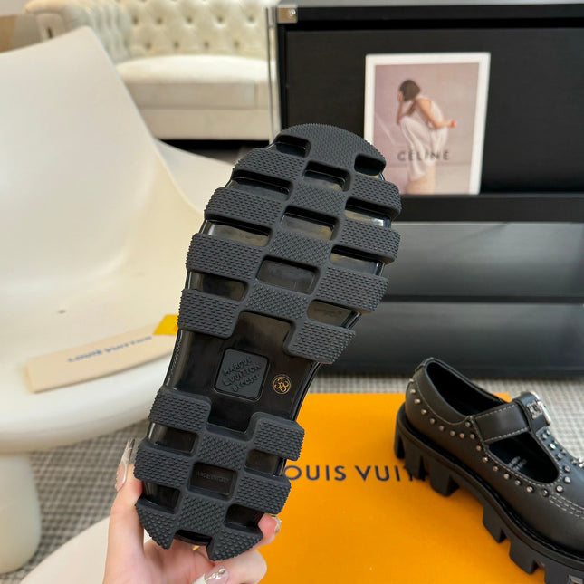 LV CHECKER MARY JANE IN BLACK CALFSKIN