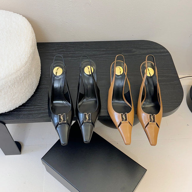 BABYLONE BRETEUIL SLINGBACK 85 MM PUMPS IN BLACK SMOOTH LEATHER