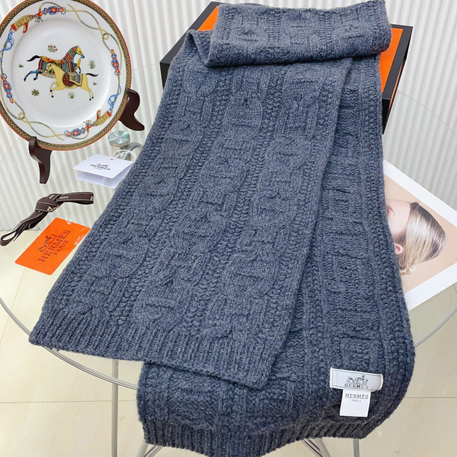 FAUBOURG MUFFLER 170 CM IN PEGEON BLUE CASHMERE
