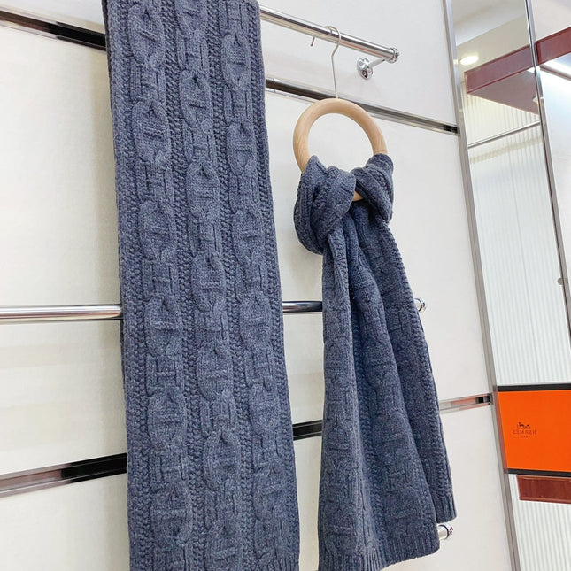 FAUBOURG MUFFLER 170 CM IN PEGEON BLUE CASHMERE