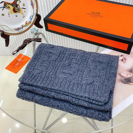 FAUBOURG MUFFLER 170 CM IN PEGEON BLUE CASHMERE