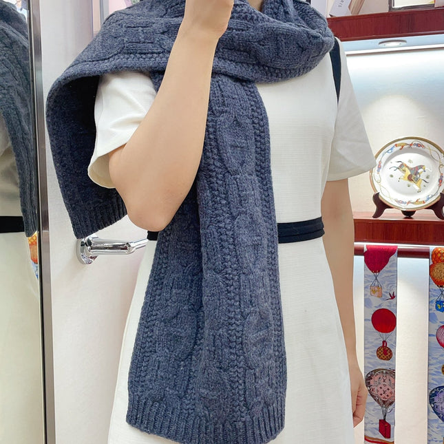 FAUBOURG MUFFLER 170 CM IN PEGEON BLUE CASHMERE
