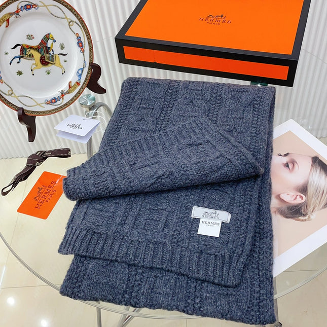 FAUBOURG MUFFLER 170 CM IN PEGEON BLUE CASHMERE